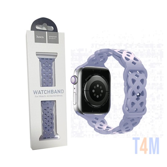 Bracelete Oca de Silicona Hoco WA09 para iWatch (42/44/45/49mm) Lavanda Cinza